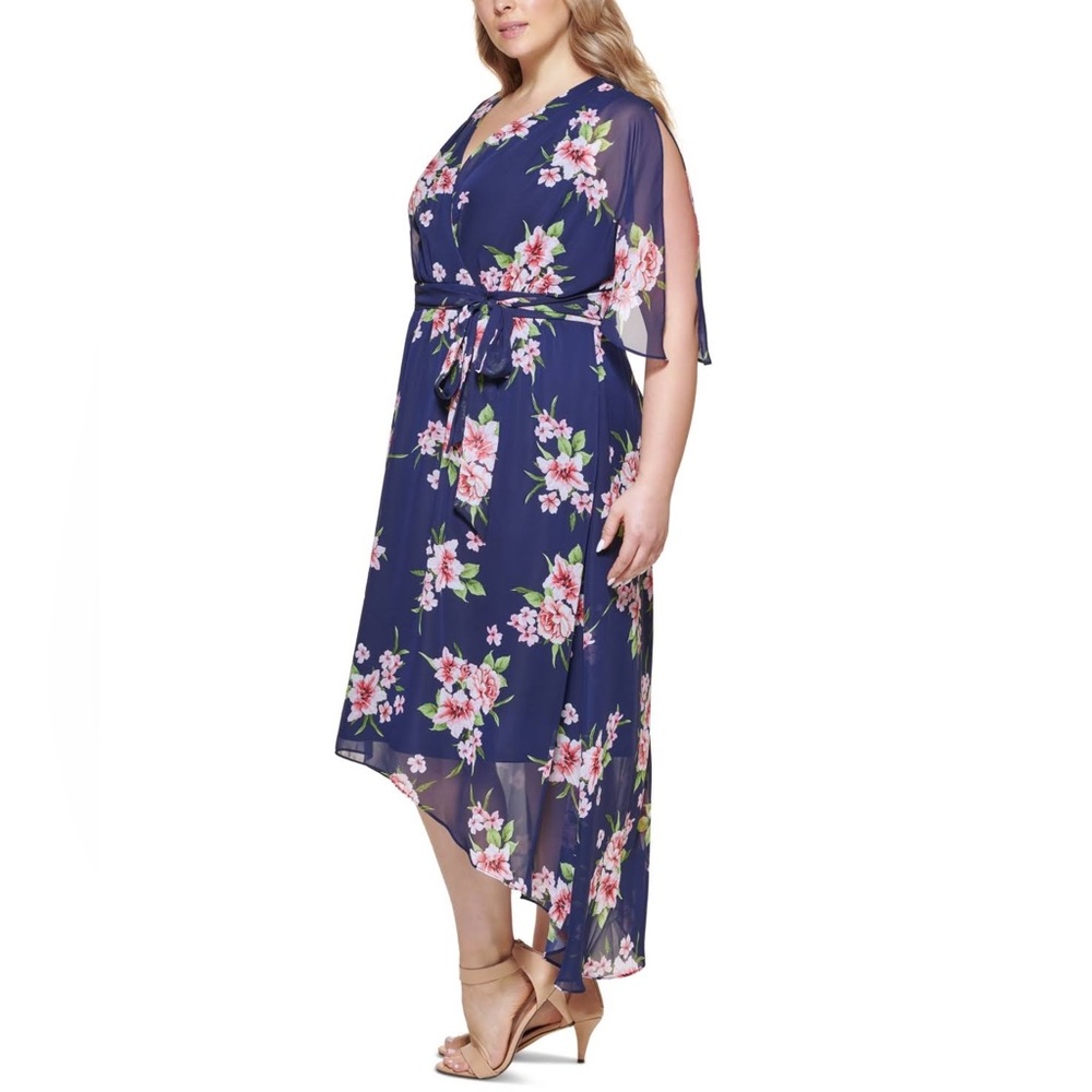 NWT Jessica Howard Womens Floral V Neck Midi Dress size 14W